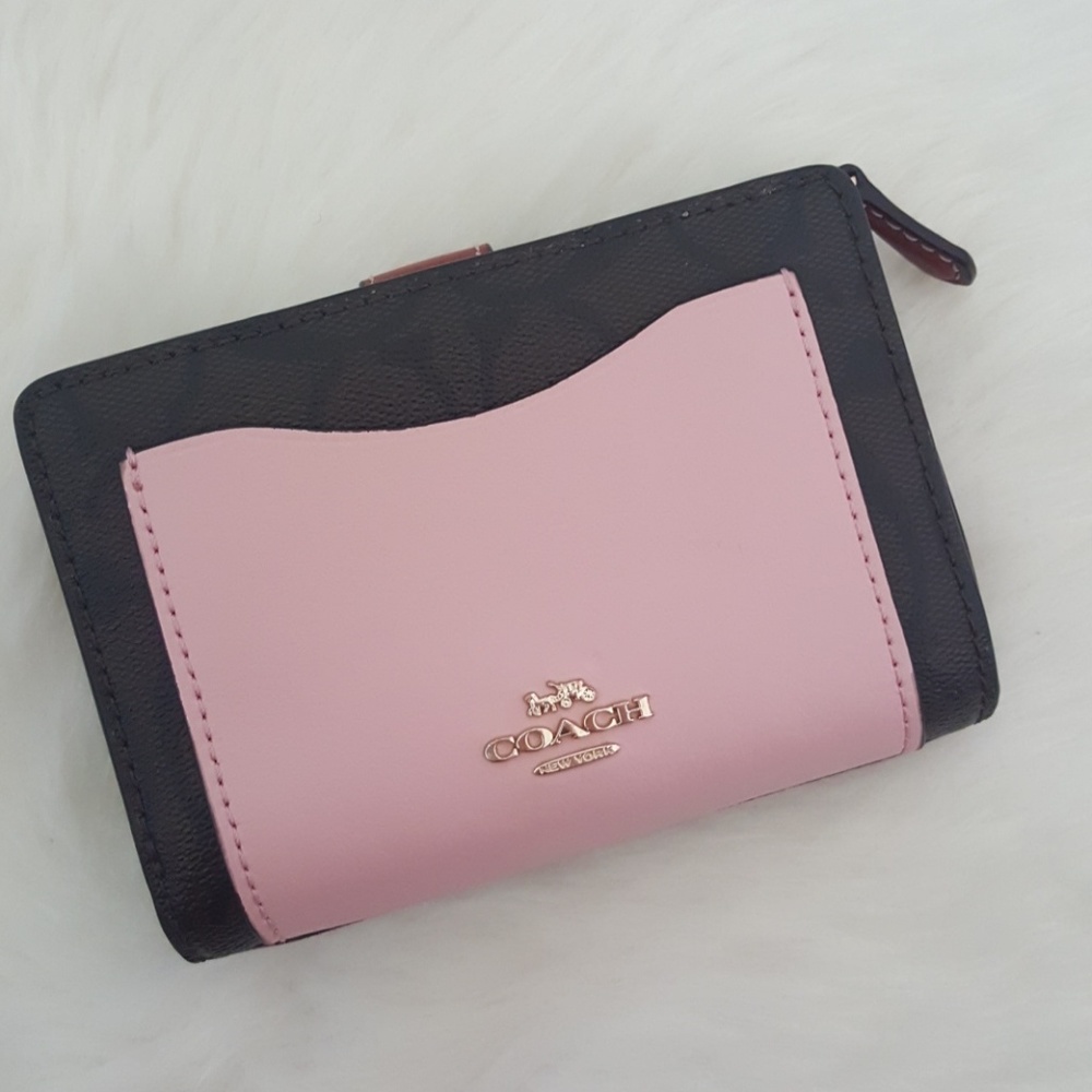 CLRBK Logo Med Corner Zip Coach Wallet